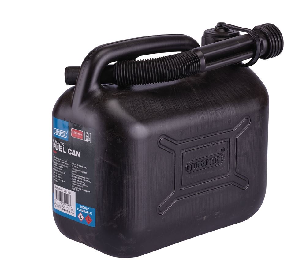 Draper PLASTIC FUEL CAN - 5L - BLACK 09053 Plastic Fuel Can, 5L