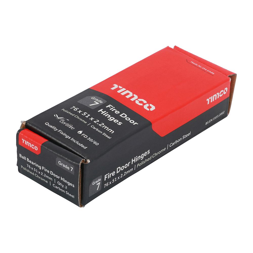 TIMCO 7 Fire Door Hinge PC 76 x 51 x 2.2 Pack 2