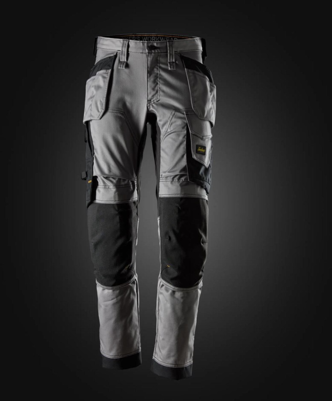 Snickers AllroundWork, Stretch Trousers Holster Pockets Waist 31" Grey, Black