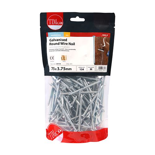 TIMCO Round Wire Nail - Galvanised 75 x 3.75 Pack 1
