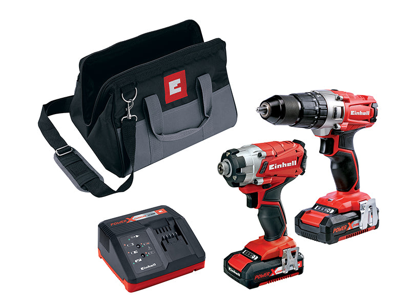 Einhell 4257214 Power X-Change Combi & Impact Driver Twin Pack 18V 2 x 2.0Ah Li-ion