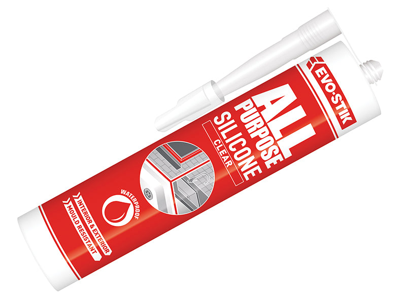 EVO-STIK 30613626 112896 All Purpose Flex Silicone Sealant Clear C20