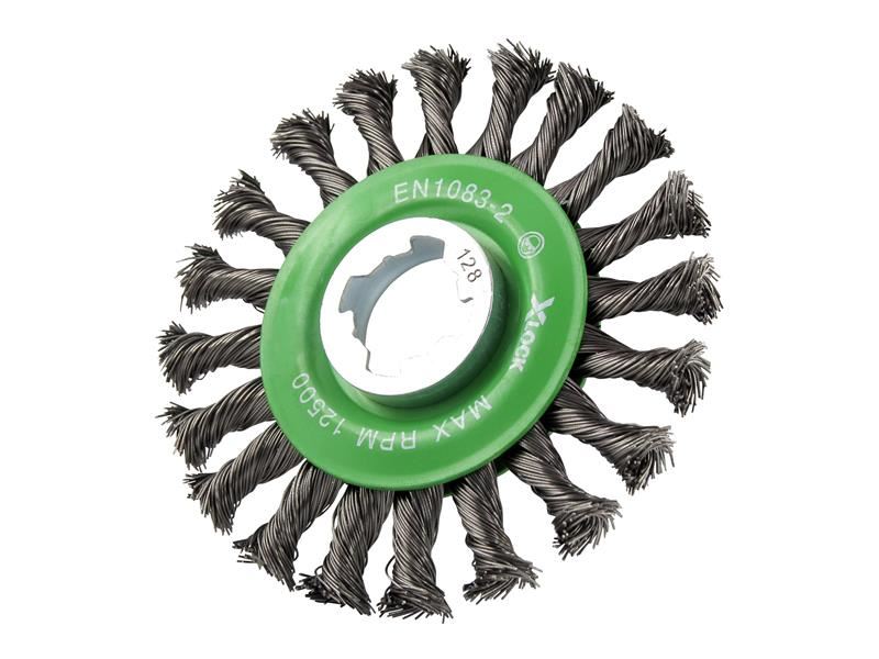 Faithfull FAIWBCTSSXL X-LOCK Conical Wire Brush 115mm M14x2, 0.50mm Stainless Steel Wire |