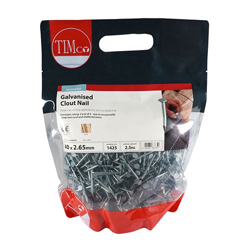 TIMCO Clout Nails - Galvanised 40 x 2.65 Pack 2.5