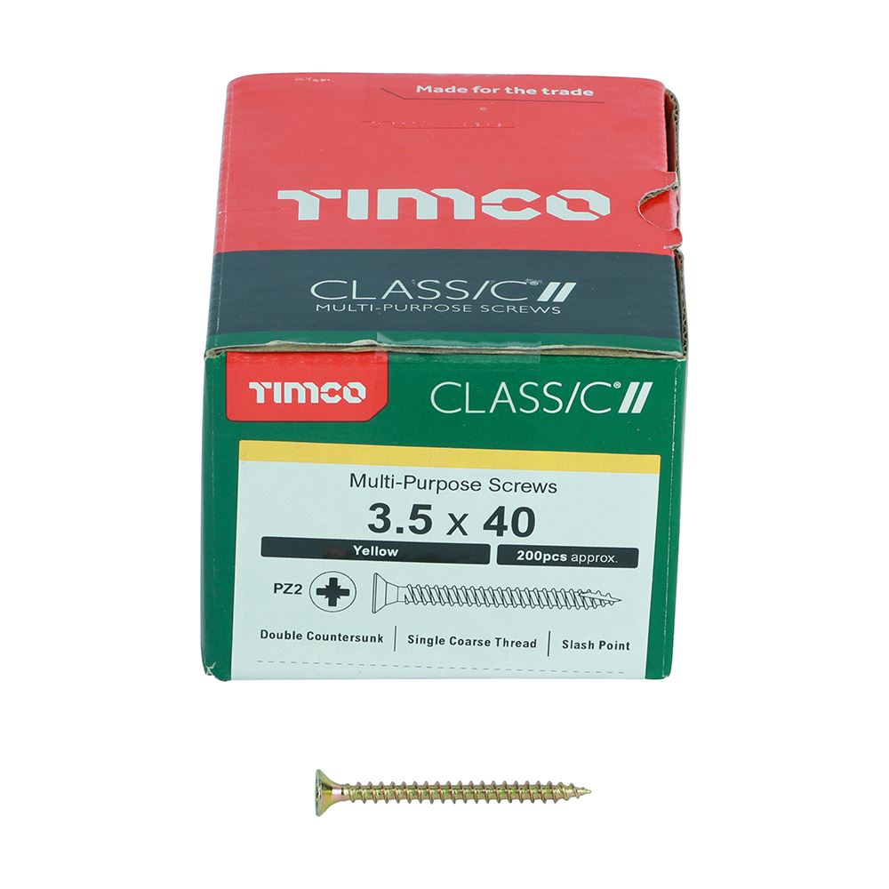 TIMCO Classic Screw PZ2 CSK ZYP 3.5 x 40 Gold Pack 200