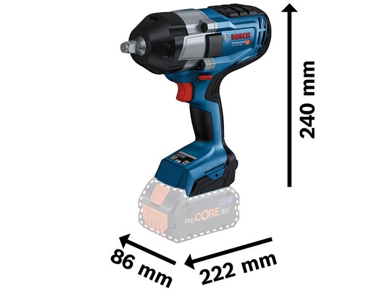 BSH GDS 18V-1000 Pro BITURBO 1/2in Impact Wrench 18V 2 x 5.5Ah ProCORE18V Li-ion