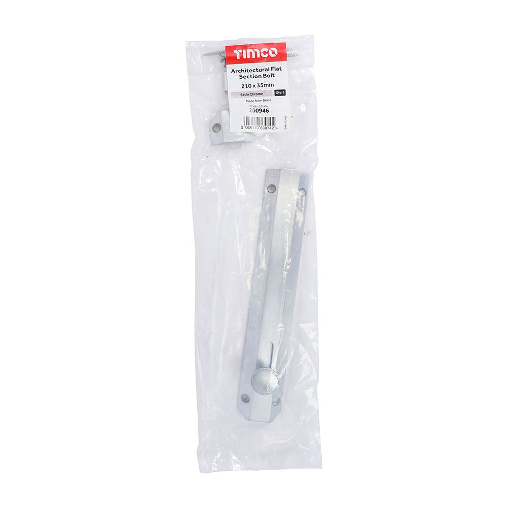 TIMCO Architectural Bolt Sat. Chrome 210 x 35mm Pack 1