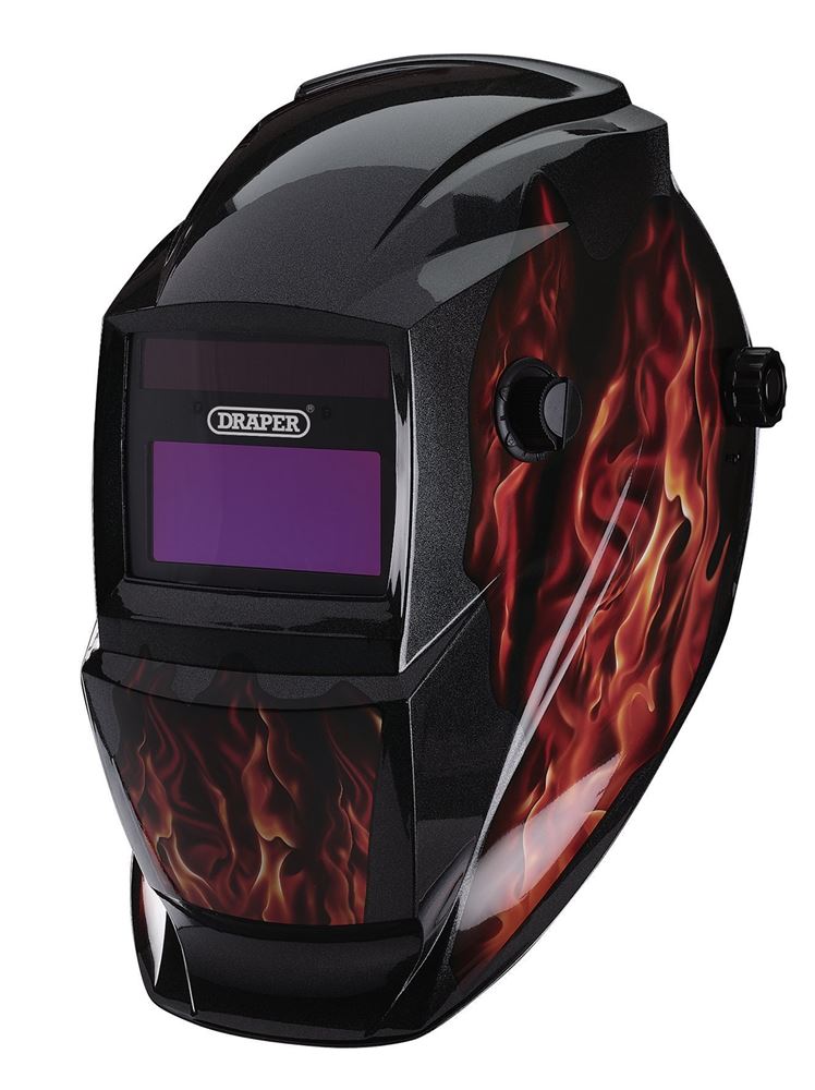 Draper AUTO VARIOSHADE WELDING HELMET 02513 Auto-Darkening Welding Helmet, Red Flames