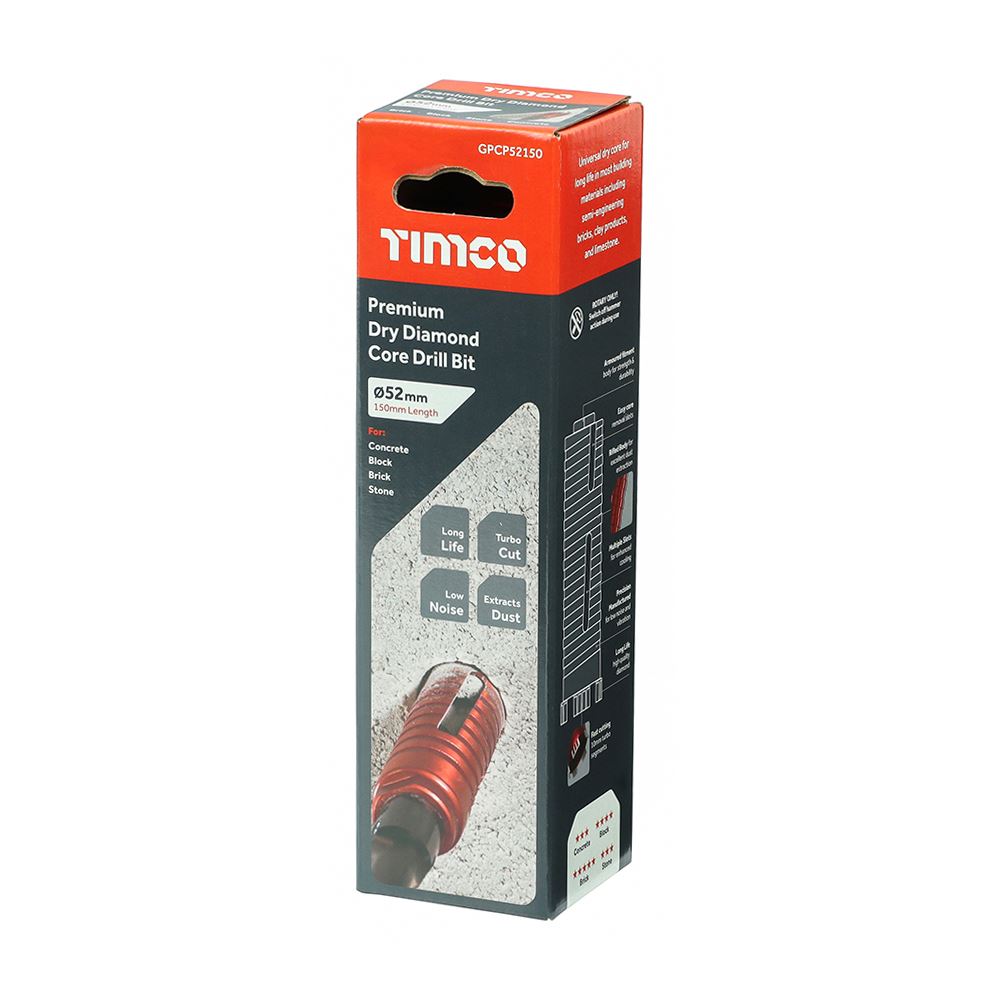TIMCO Dry Diamond Core Bit 52 x 150mm Pack 1