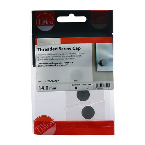 TIMCO Brass Screw Cap - Pol Chrome 14mm Pack 4