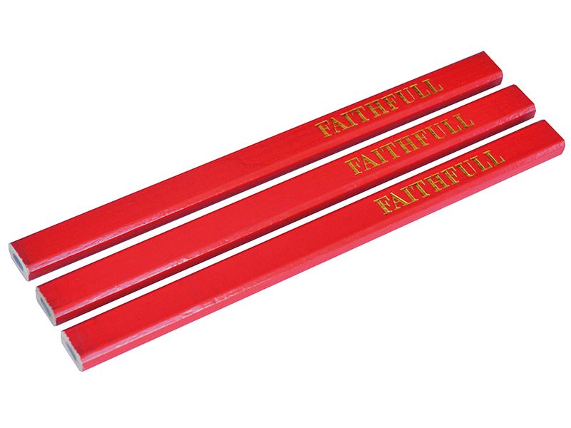 Faithfull FAICPR Carpenter's Pencils - Red / Medium (Pack of 3) |