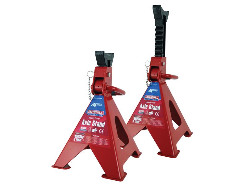 Faithfull T46001C Axle Stands Quick Release Ratchet Adjustment 6000kg