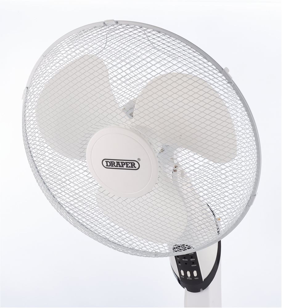 70975 Draper 230V Oscillating Wall Mounted Fan with Remote Control, 16 /400mm, 3 Speed Fans Professional Trade DIY Workshop Garage Use