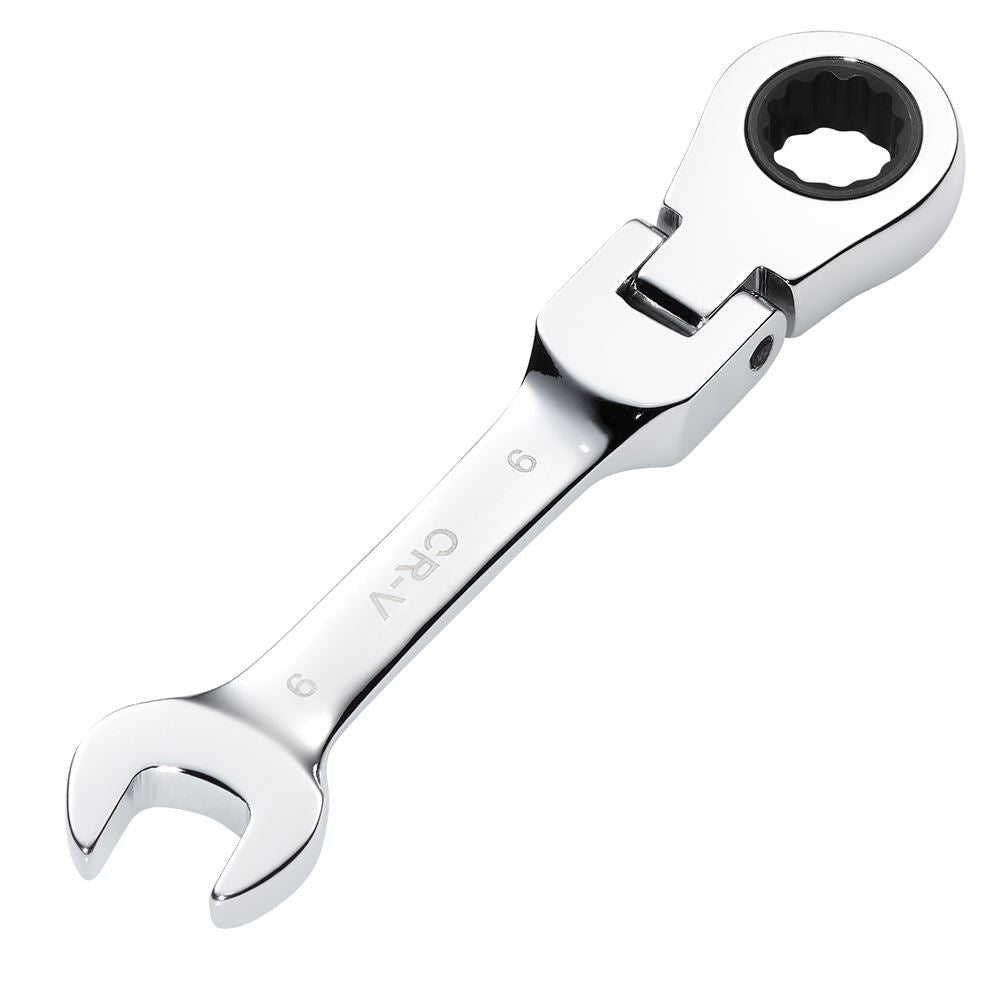 Draper 9MM STUBBY FLEX RACT. SPANNER 27964 27964 HI-TORQ® Metric Stubby Flexible Head Ratchet Combination Spanner