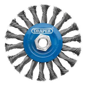 08058 Draper Steel Twist-Knot Flat Wire Wheel Brush, 115mm, M14 WBW3 Wire Wheels Professional Trade DIY Workshop Garage Use
