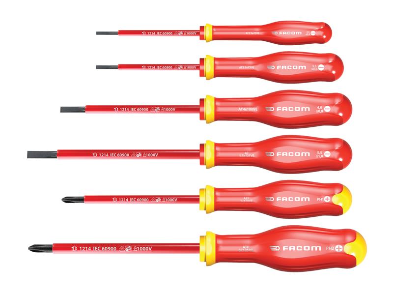 Facom ATPVE.J6PB Protwist� VDE Screwdriver Set, 6 Piece