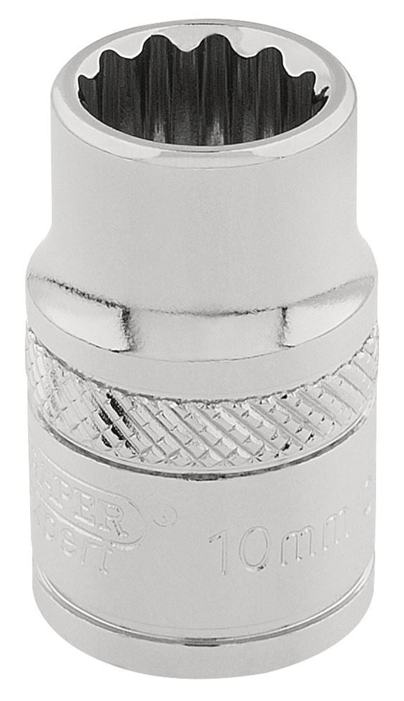Draper 10MM 12POINT SOCKET 3/8DR-PCKD 32770 3/8" Sq. Dr. Metric Sockets (Polished Chrome)