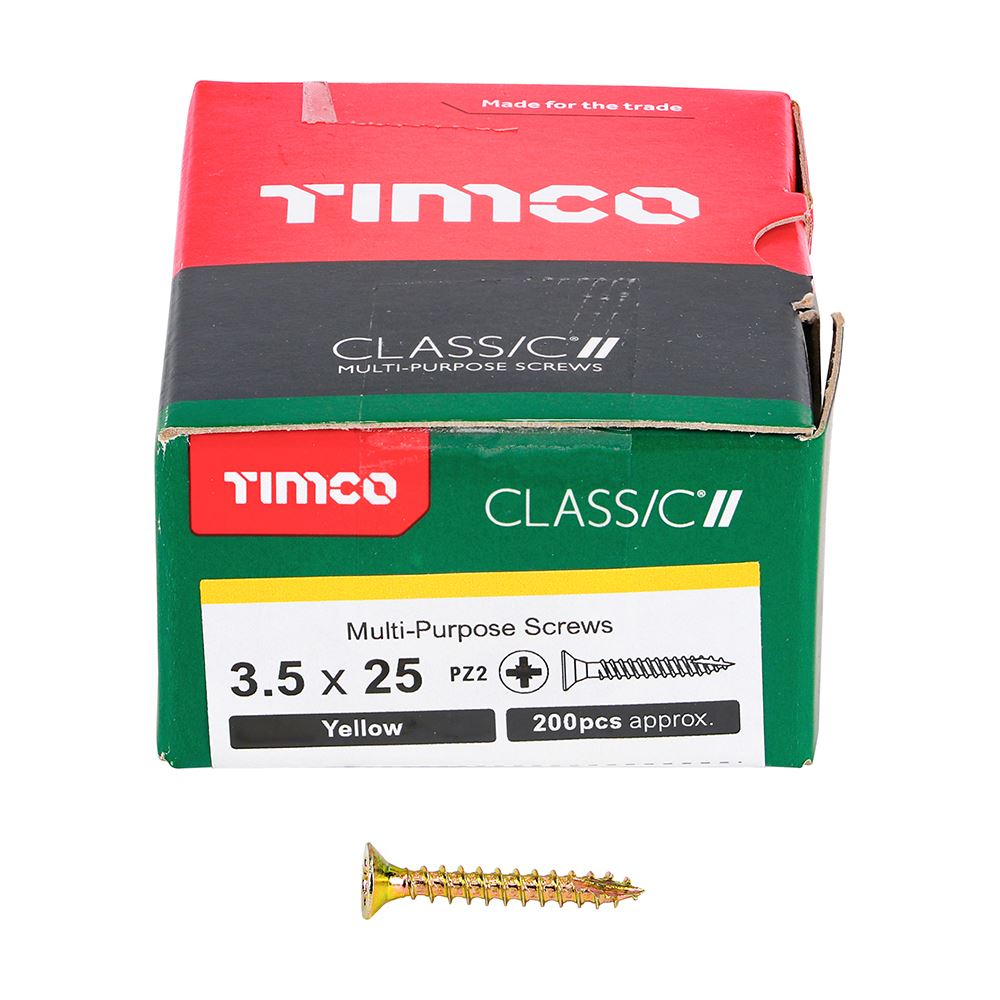 TIMCO Classic Screw PZ2 CSK ZYP 3.5 x 25 Gold Pack 200