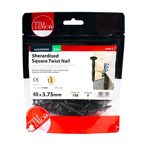 TIMCO Square Twist Nail- Sherardised 40 x 3.75 Pack 0.5