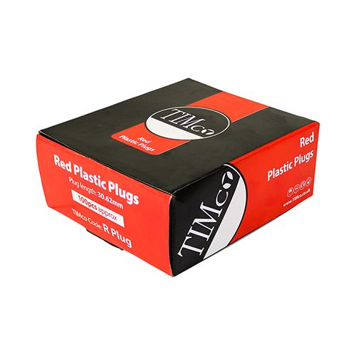 MOQ - TIMCO Plastic Plugs - Red 30mm Red Pack 100