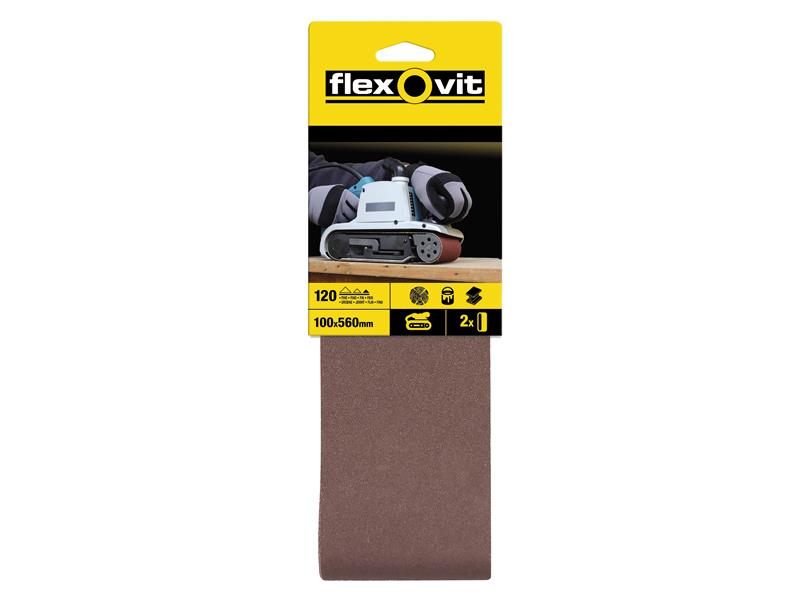 Flexovit 63642526476 Cloth Sanding Belt 560 x 100mm Fine 120G Pack of 2