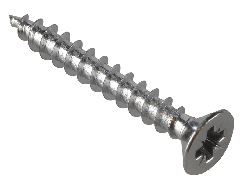 ForgeFix FPMPS430CP Multi-Purpose Screw Pozi Compatible CSK Chrome Plated 4.0 x 30mm ForgePack 30