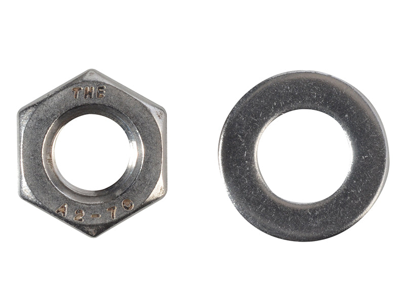 ForgeFix FPNUT10SS Hexagonal Nuts & Washers A2 Stainless Steel M10 ForgePack 8