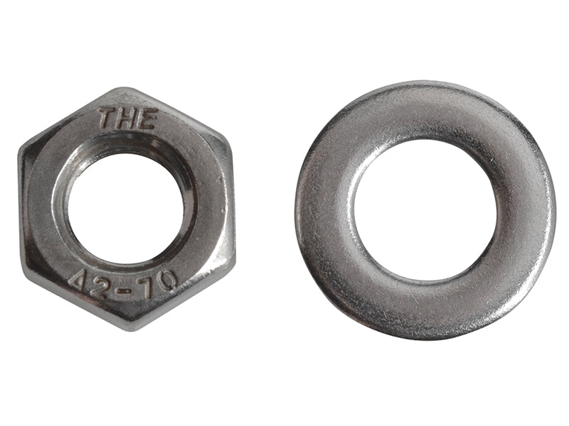 ForgeFix FPNUT8SS Hexagonal Nuts & Washers A2 Stainless Steel M8 ForgePack 12