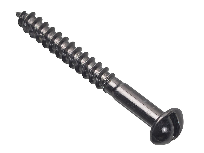 ForgeFix FPRH1128BJ Wood Screw Slotted Round Head ST Black Japanned 1.1/2in x 8 Forge Pack 10