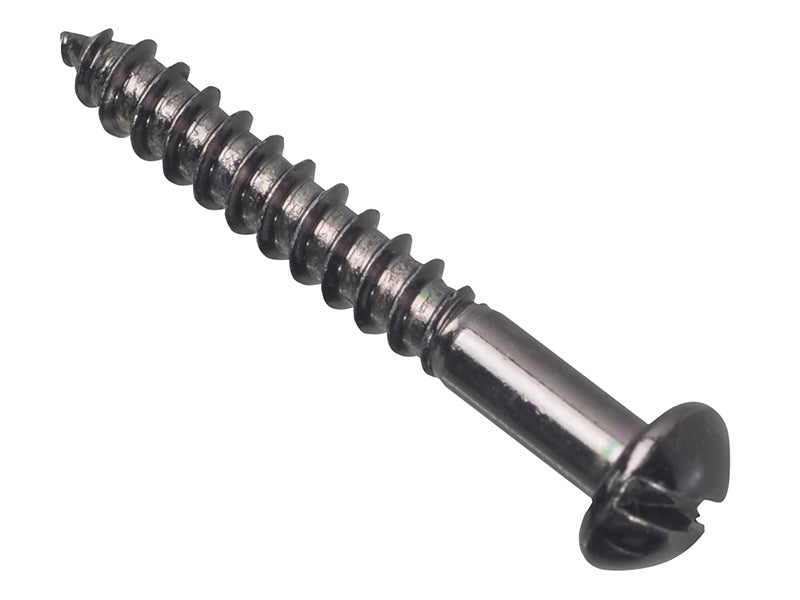 ForgeFix FPRH1148BJ Wood Screw Slotted Round Head ST Black Japanned 1.1/4in x 8 Forge Pack 12