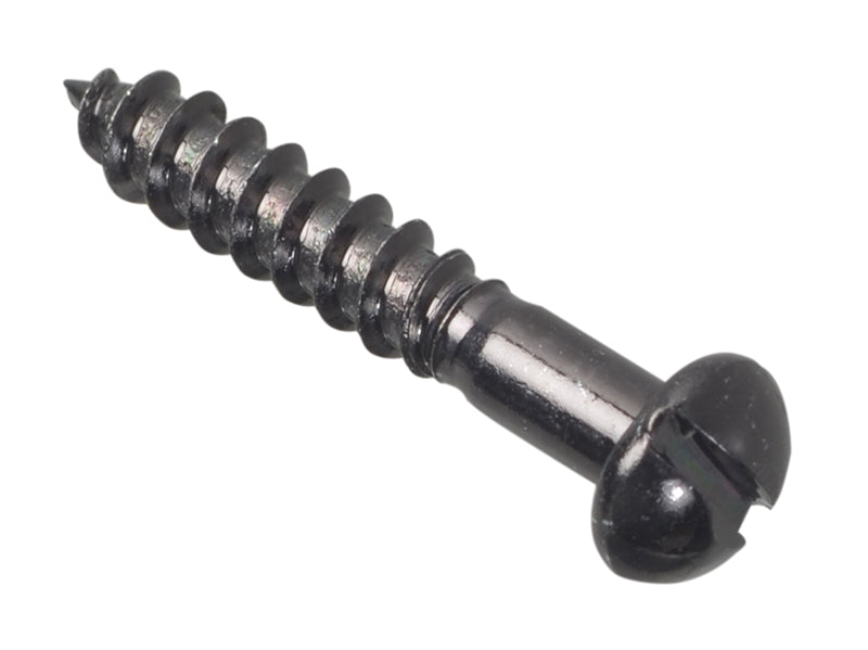 ForgeFix FPRH18BJ Wood Screw Slotted Round Head ST Black Japanned 1in x 8 Forge Pack 20