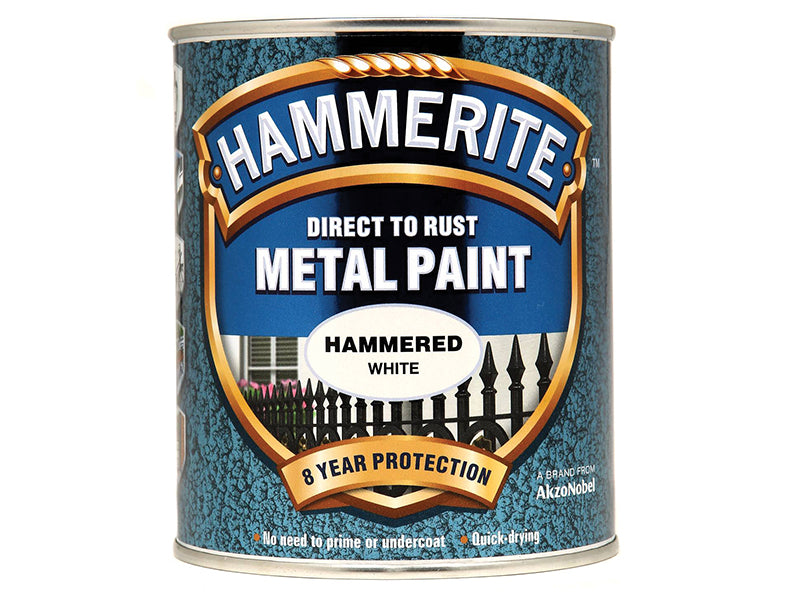 Hammerite 5092971 Direct to Rust Hammered Finish Metal Paint White 750ml