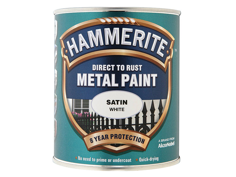 Hammerite 5092886 Direct to Rust Satin Finish Metal Paint White 750ml