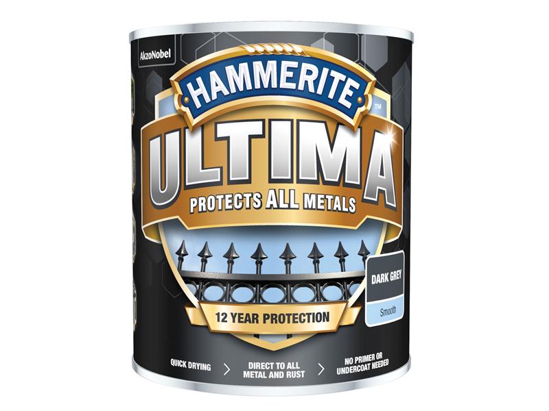 Hammerite 5362527 Ultima Metal Paint Smooth Dark Grey 750ml