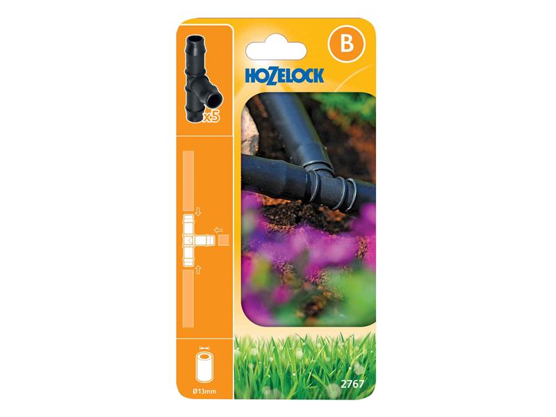 Hozelock 2767 0005 2767 T-Piece 13mm (Pack 5)