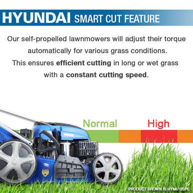 Hyundai 21"/53cm 196cc Self-Propelled Petrol Roller Lawnmower | HYM530SPR