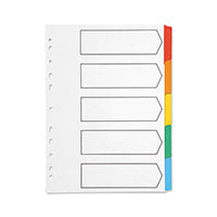 Q-Connect 5-Part Index Multi-punched Reinforced Board Multi-Colour Blank Tabs A4