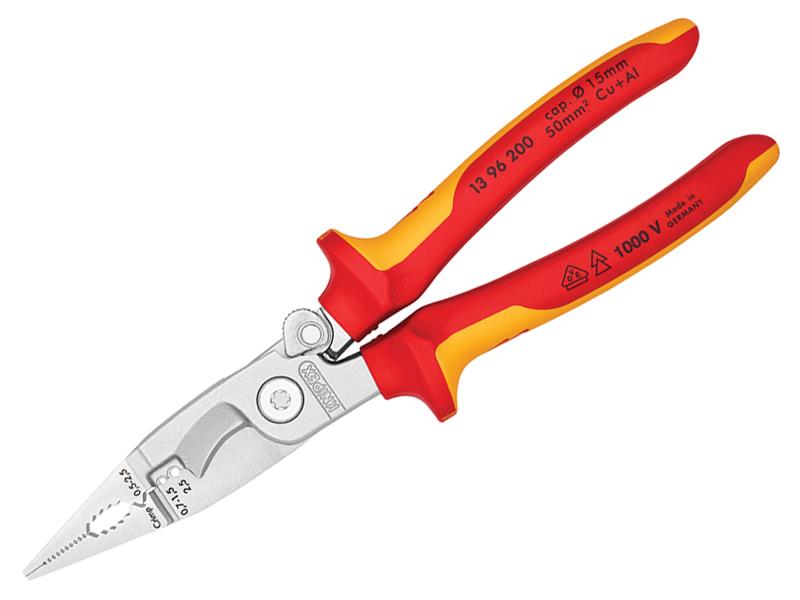 Knipex 13 96 200 SB VDE Multifunctional Installation Pliers with Opening Spring 200mm