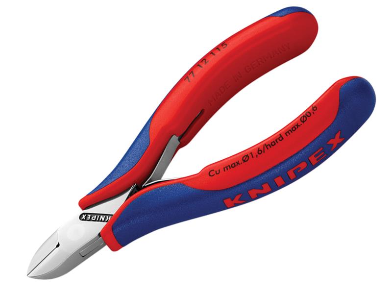 Knipex 77 12 115 Electronics Diagonal Cut Pliers - Round Bevelled 115mm