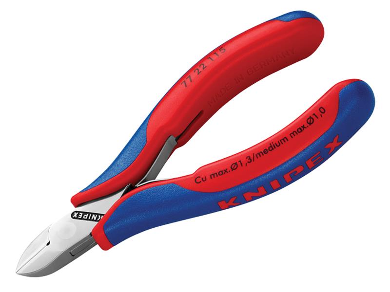 Knipex 77 22 115 SB Electronic Diagonal Cut Pliers - Round Non-Bevelled 115mm