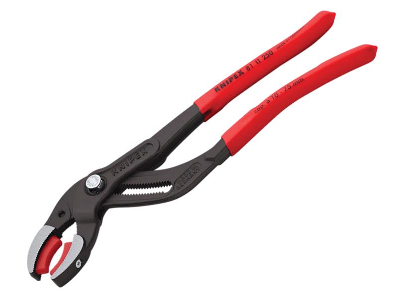 Knipex 81 11 250 SB Plastic Pipe Grip Pliers Plastic Jaws Black 250mm - 75mm Capacity