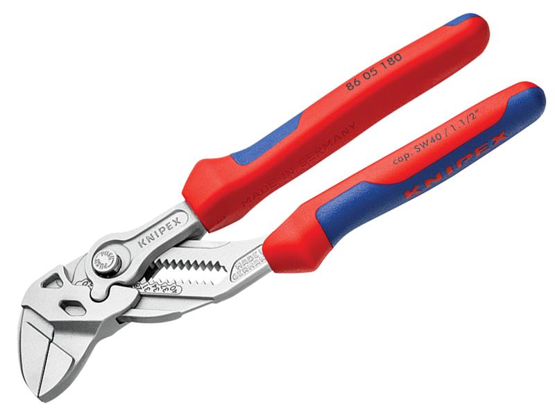 Knipex 86 05 180 SB Pliers Wrench Multi-Component Grip 180mm - 40mm Capacity