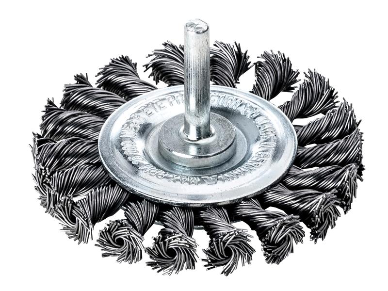 Lessmann 417.199 Knotted Wheel Brush with Shank 75 x 16mm, 0.50 Steel Wire