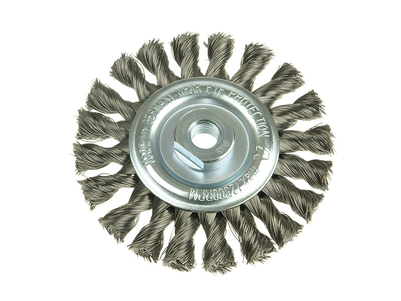 Lessmann 471.217 Knot Wheel Brush 100 x 12mm M14 Bore, 0.50 Steel Wire