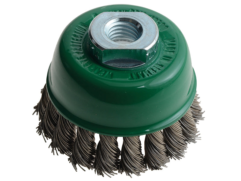 Lessmann 482.817 Knot Cup Brush 65mm M14x2.0, 0.50 Stainless Steel Wire