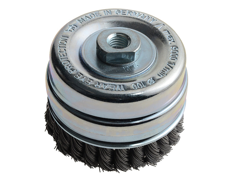 Lessmann 486.217 Knot Cup Brush 100mm M14x2.0, 0.50 Steel Wire*
