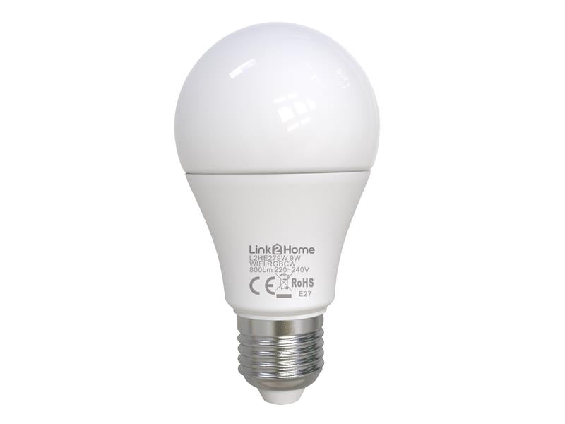 Link2Home L2HE279W Wi-Fi LED ES (E27) Opal GLS Dimmable Bulb, White + RGB 800 lm 9W