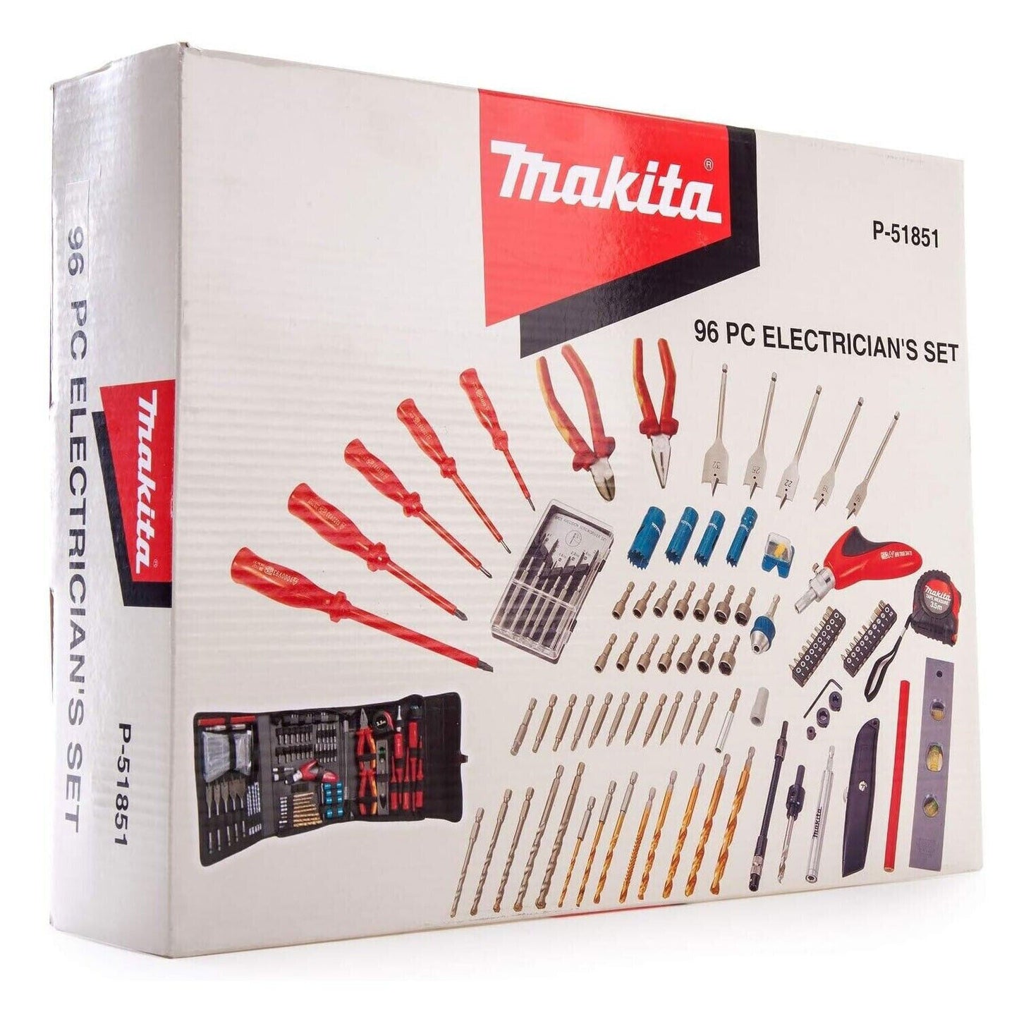 Makita Electricians Tool Set 96 Piece Pliers Insulated Screwdrivers P-51851