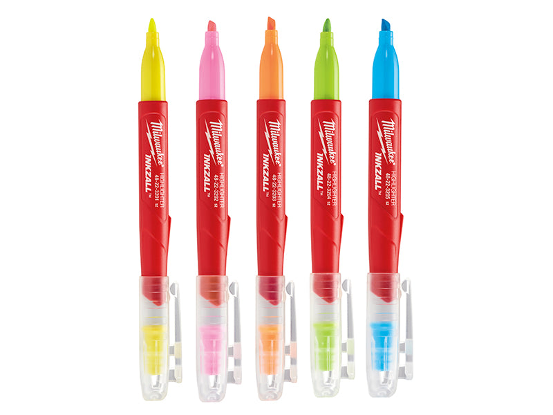 Milwaukee 48223206 INKZALL� Highlighter Assorted Colours (Pack 5)