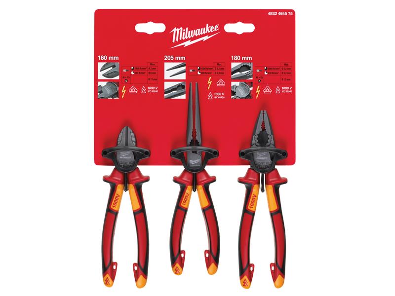 Milwaukee 4932464575 VDE Pliers Set, 3 Piece
